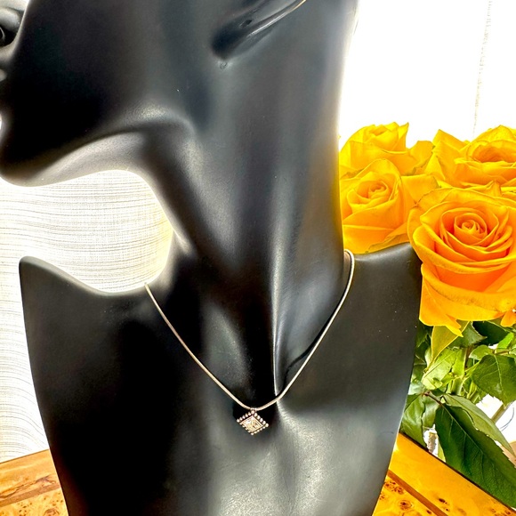 Brighton Square Crystal Pendant on Serpentine Chain - Picture 3 of 8